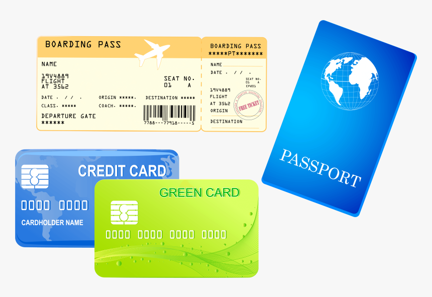 Credit Cards Ticket And Passport Png Clipart Image, Transparent Png