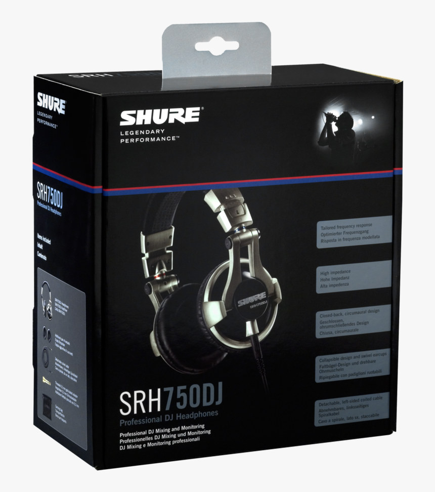 Shure Srh750dj Professional Dj Headphones Box, HD Png Download