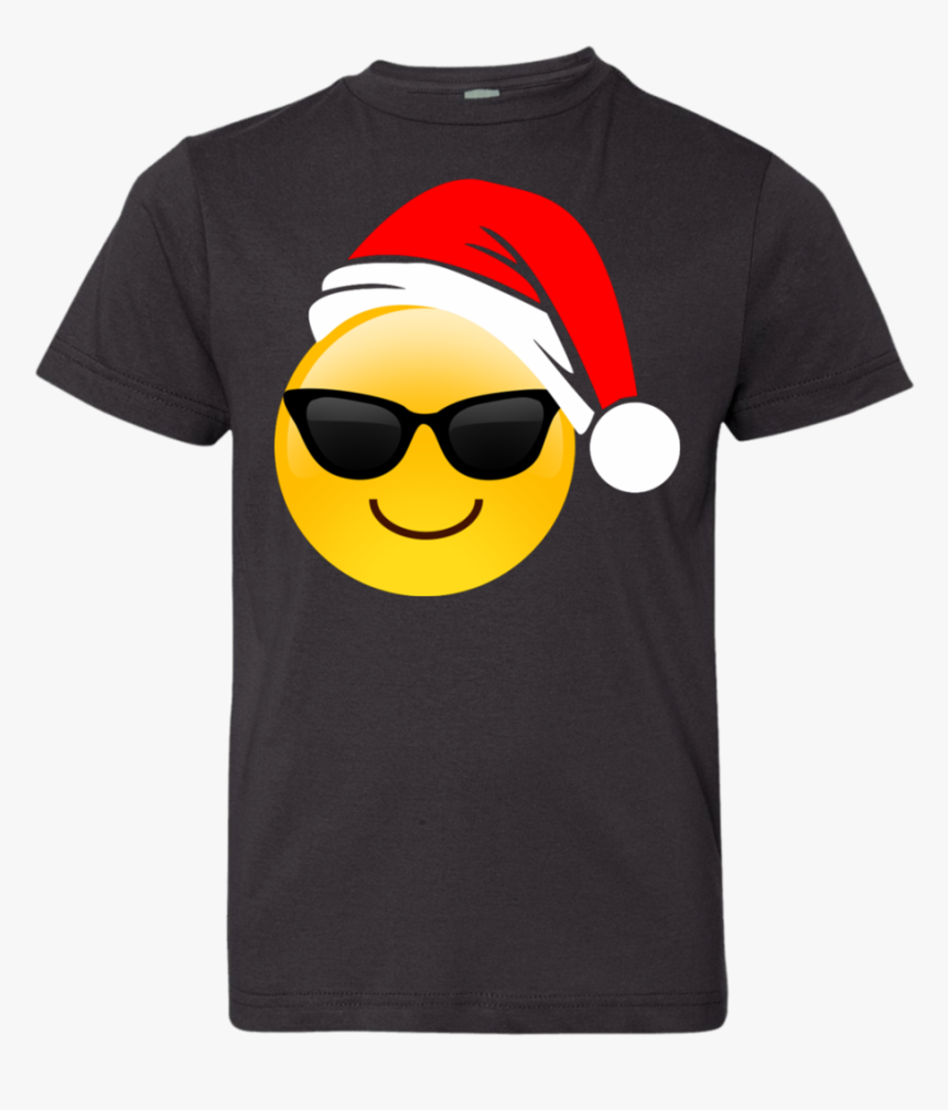 Emoji Christmas Shirt Cool Sunglasses Santa Hat Family - Smiley, HD Png Download