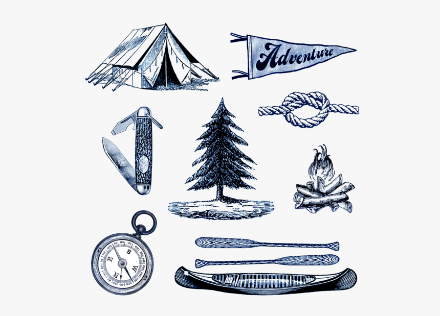 Tattoo Product Set Camping Summer Camp Tattly Clipart - Camping Tattoo, HD Png Download
