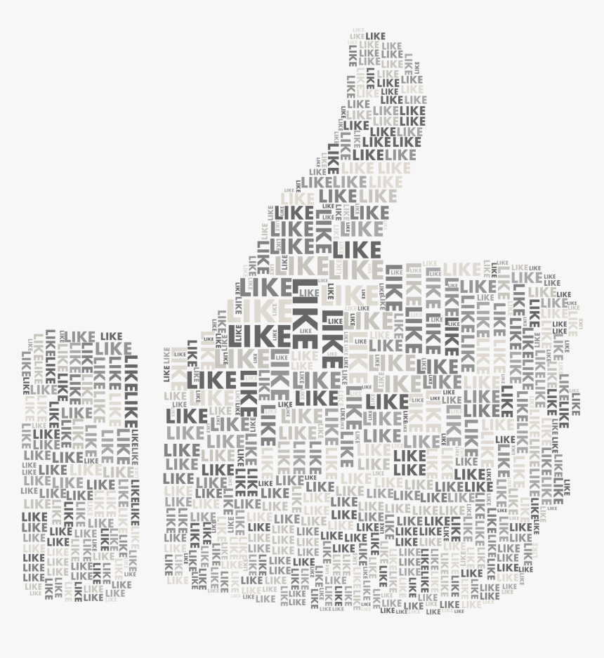 Like Thumbs Up Word Cloud Grayscale Clip Arts - Word Cloud Like, HD Png Download