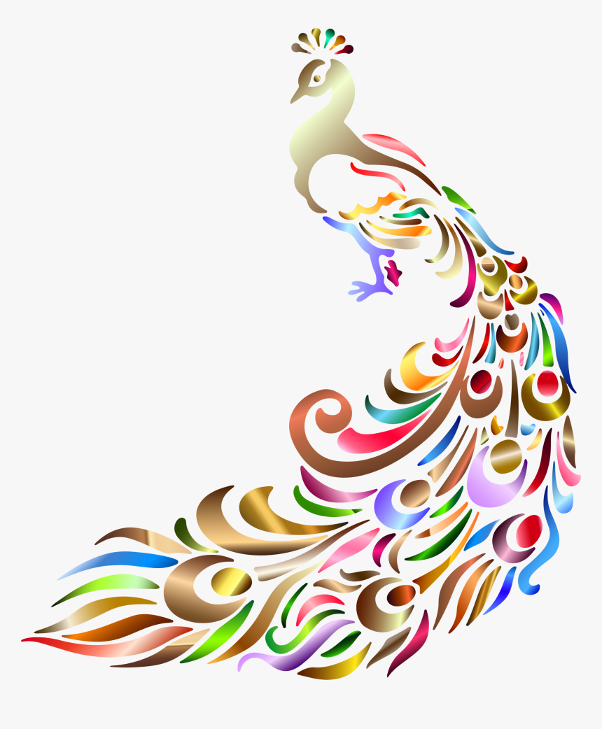 Clipart - Peacock Clipart Black And White Png, Transparent Png