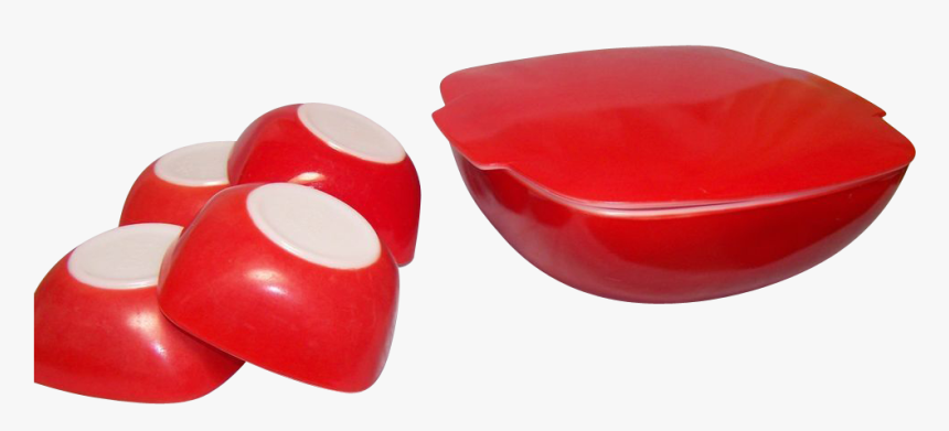 Pyrex Red Square Bowl With Lid & 4 Dessert Bowls Set - Plastic, HD Png ...