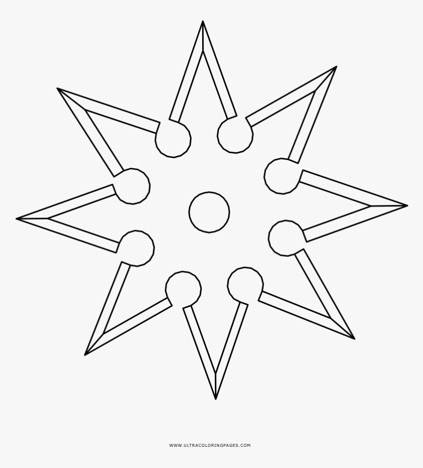 Shuriken Coloring Page - Line Art, HD Png Download