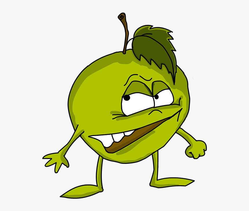 Green,cartoon,hyla,tree Frog,clip - Evil Green Apple, HD Png Download