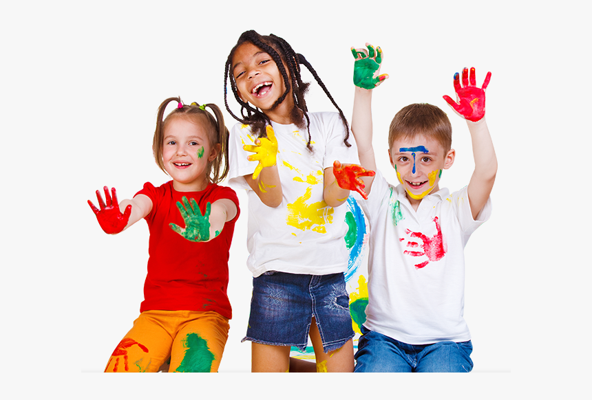 Children Playing With Paint - Children With Paint, HD Png Download
