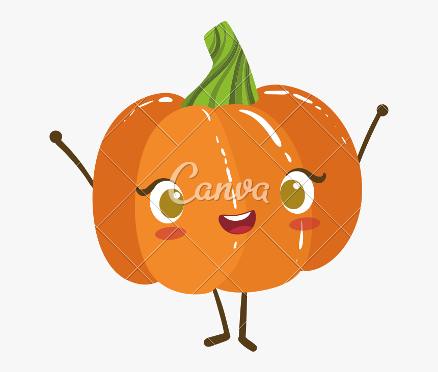 Kawaii Pumpkin Cartoon Icons By Canva - Pumpkin With Arms And Legs, HD Png Download