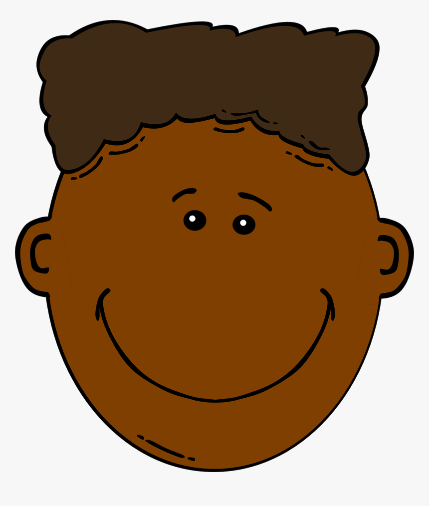 Brown Hair Clipart Boy Head - Black Boy Face Clipart, HD Png Download