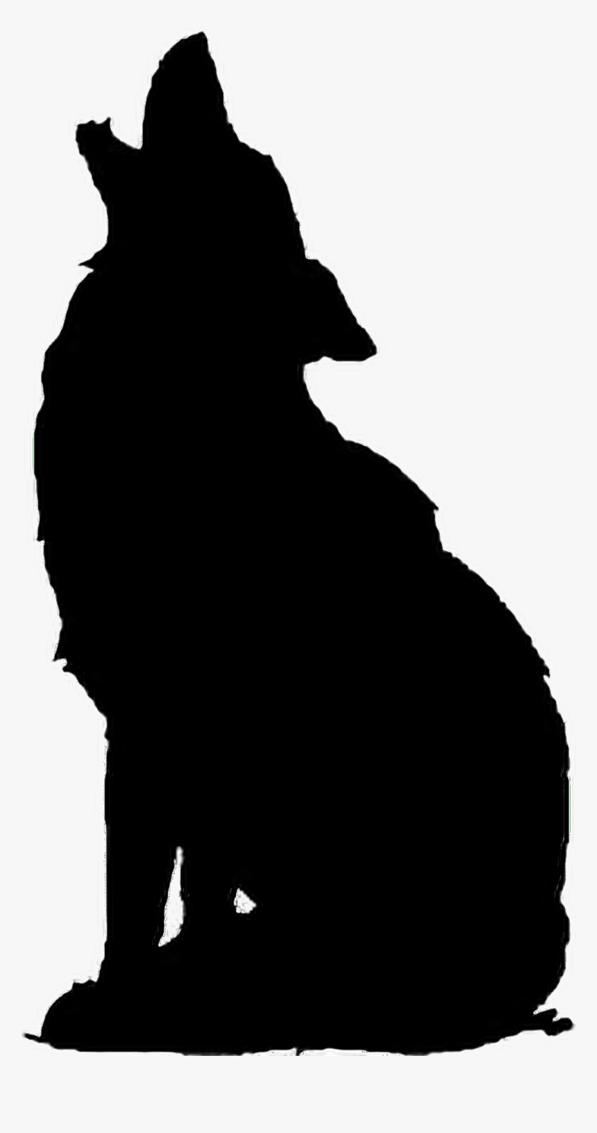#wolf #silhouette - Sitting Howling Wolf Silhouette, HD Png Download