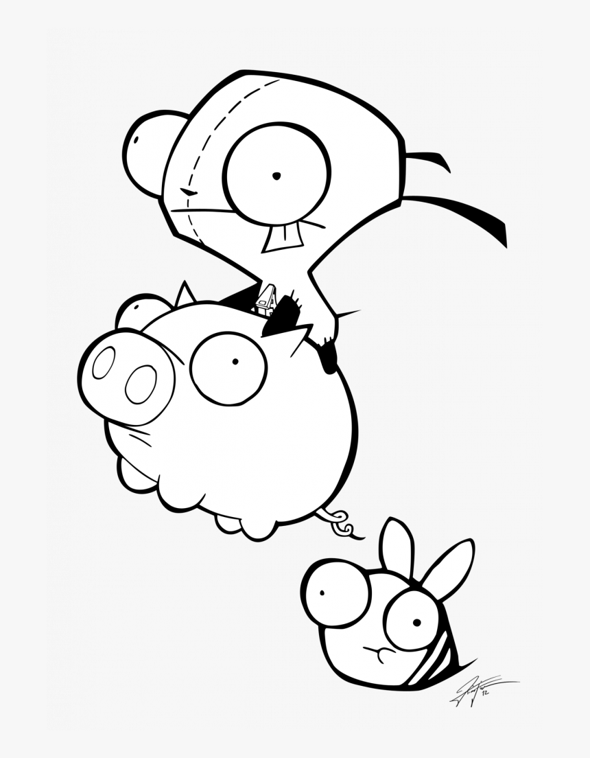 Great Invader Zim Coloring Pages Online Unlimited Piggy - Gir From Invader Zim, HD Png Download