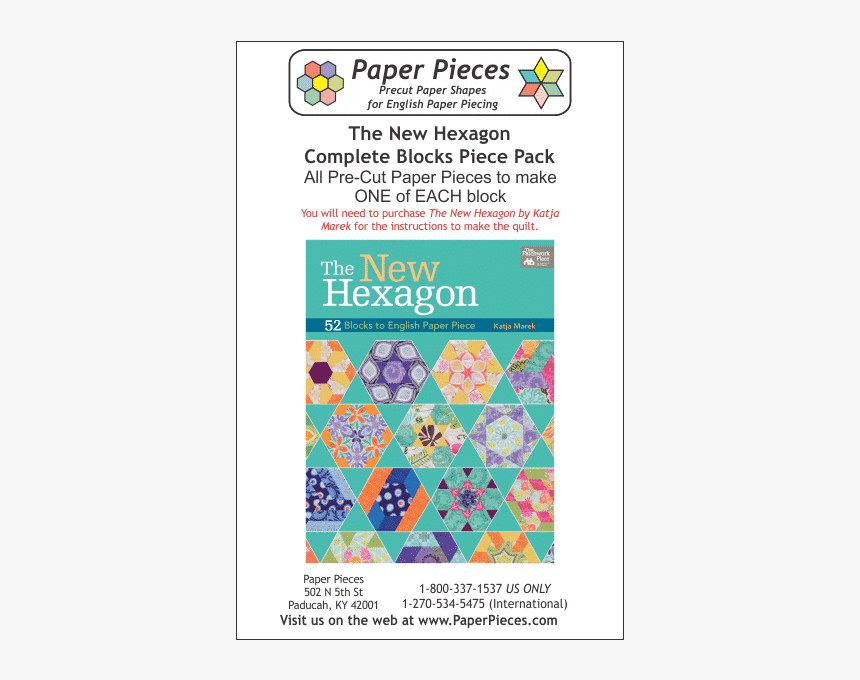 The New Hexagon: 52 Blocks To English Paper Piece, HD Png Download