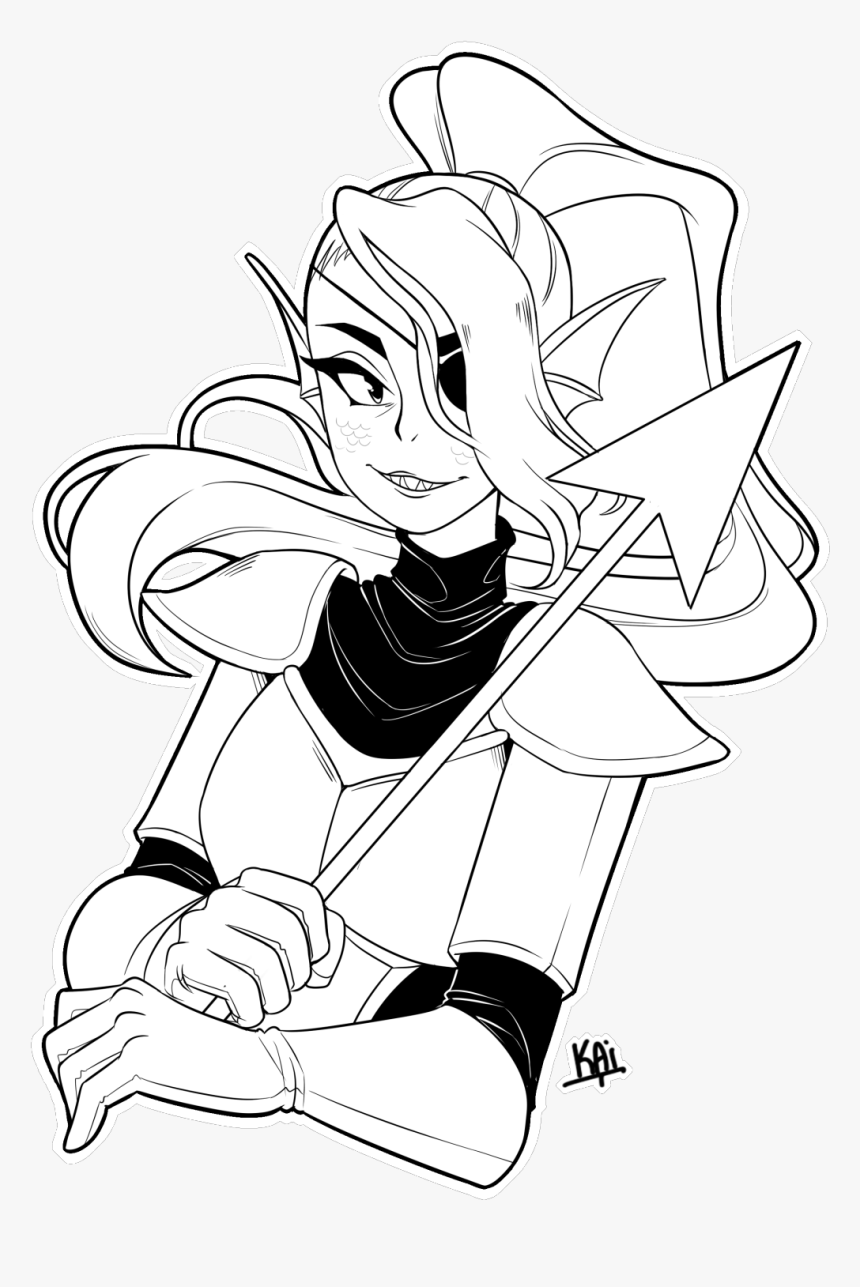 Undertale White Black Black And White Fictional Character - Undyne Black And White Undertale, HD Png Download