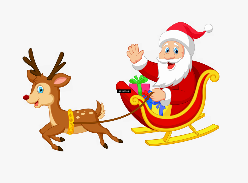 Santa Sleigh Png Meme - Rudolph And Santa Sleigh, Transparent Png