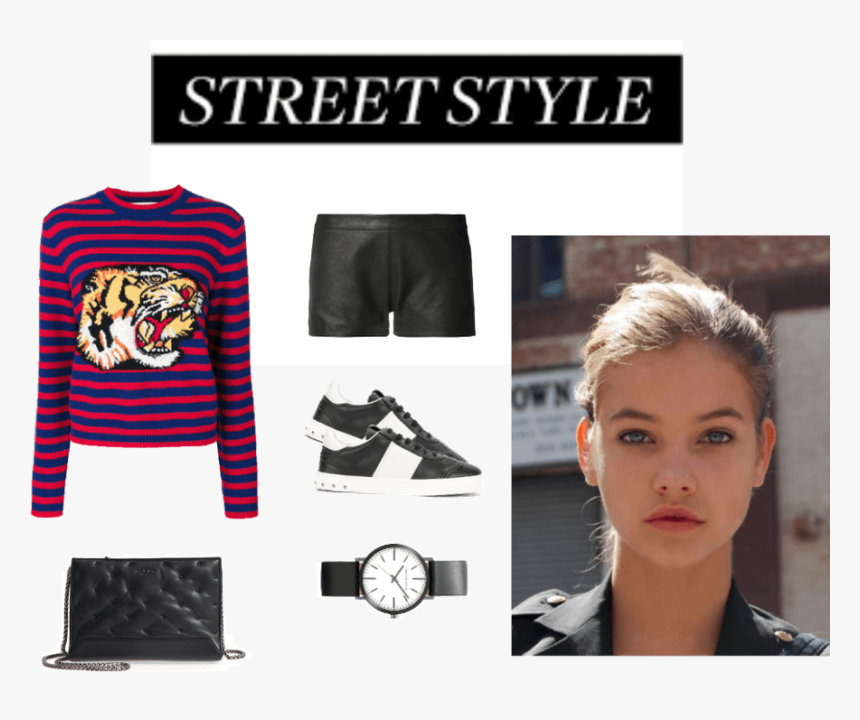 Leather And Stripes - Barbara Palvin Face And Tits, HD Png Download