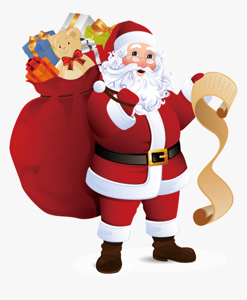 Santa Claus Transparent Decorative Carrying A Gift - Christmas Santa Claus Png, Png Download