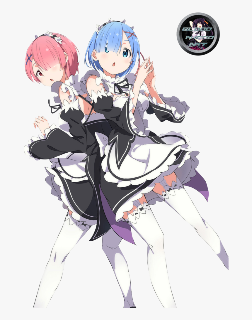 Re Zero Rem Ram Render By Bloodakenoart-dbxcs4i - Rem And Ram Transparent, HD Png Download