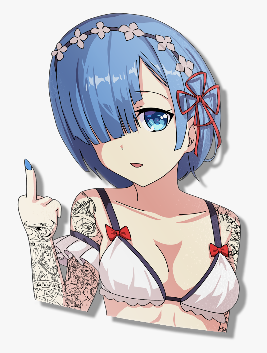 Image Of Tatted Rem - Cartoon, HD Png Download