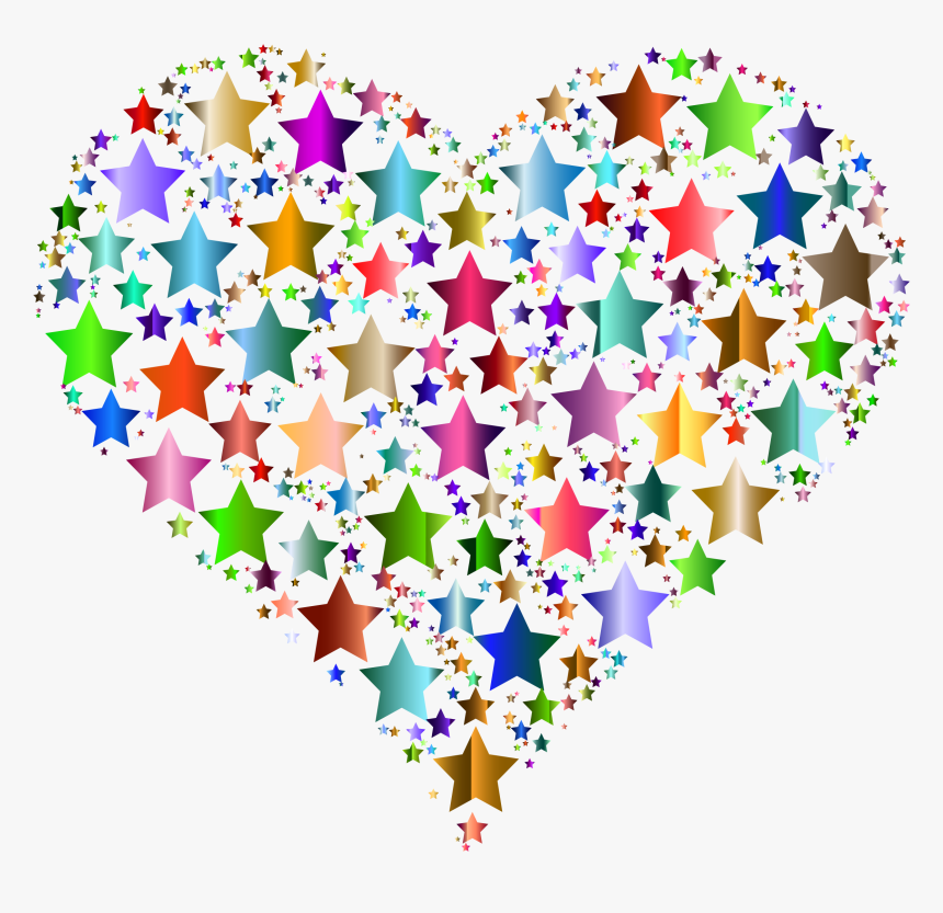 Clipart - Colorful Heart And Star, HD Png Download