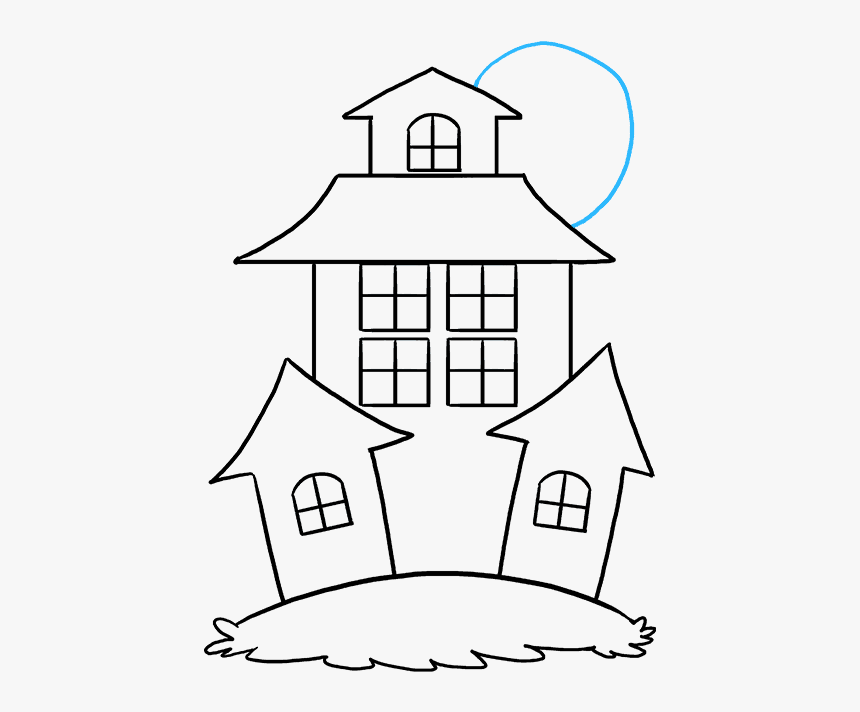 Drawing Place Haunted - Easy Haunted House Drawing, HD Png Download