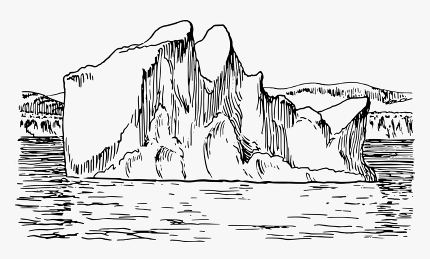 Line Art,wildlife,art - Iceberg Drawing Black And White, HD Png Download