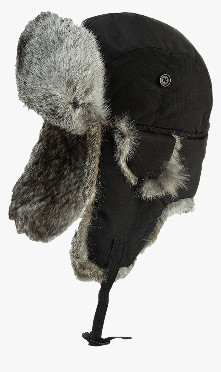Tough Duck Mens Aviator Hat Rabbit Fur Black Detail - Knit Cap, HD Png Download