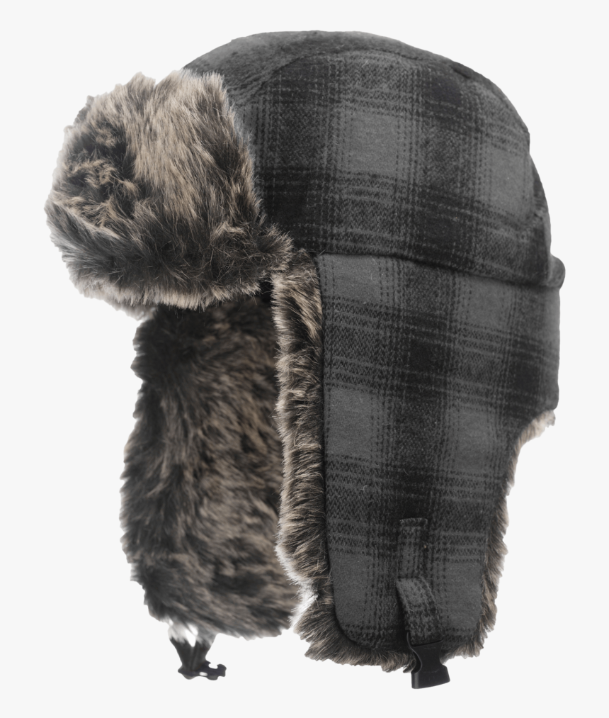 Tough Duck Mens Plaid Aviator Hat Grey Plaid Detail - Fur Clothing, HD Png Download