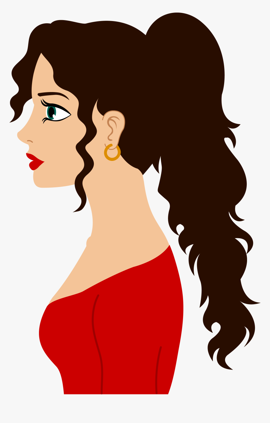 Pleasant Female Face Clip Art Medium Size - Curl Hair Clip Art, HD Png Download