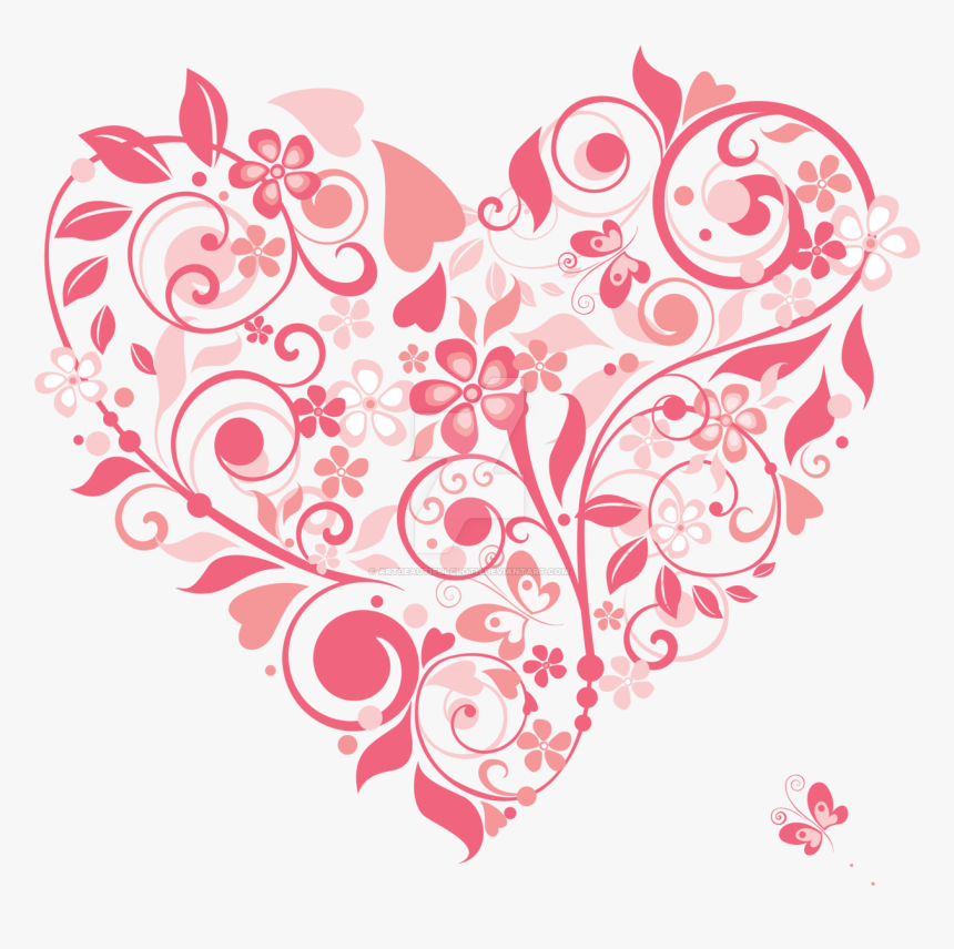 Hearts Clipart Watercolor - Floral Heart Vector Png, Transparent Png