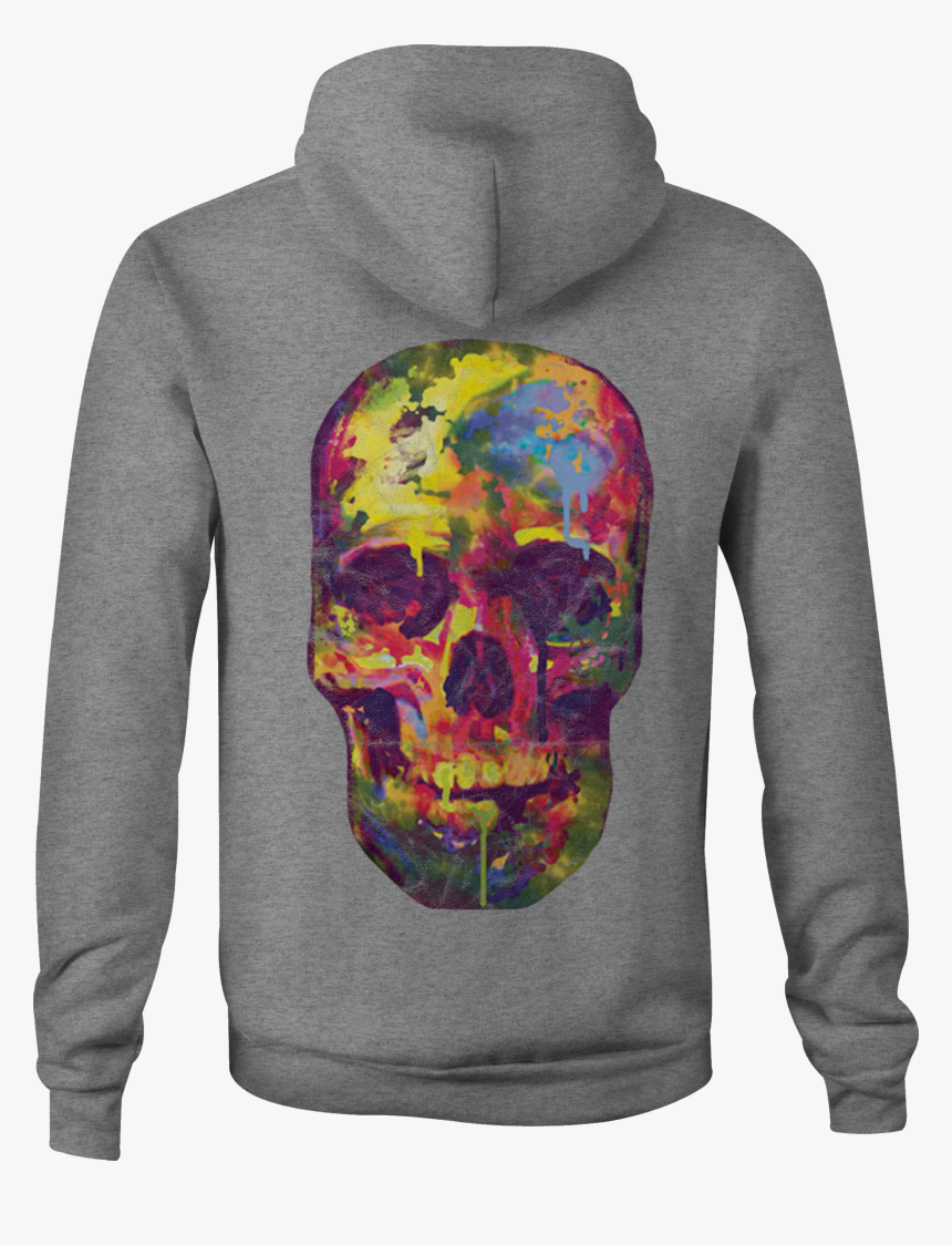 Motorcycle Zip Up Hoodie Watercolors Painted Skull, HD Png Download