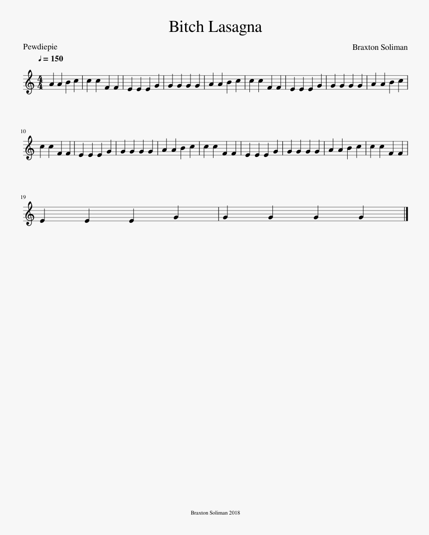 Bitch Lasagna Alto Sax Sheet Music, HD Png Download