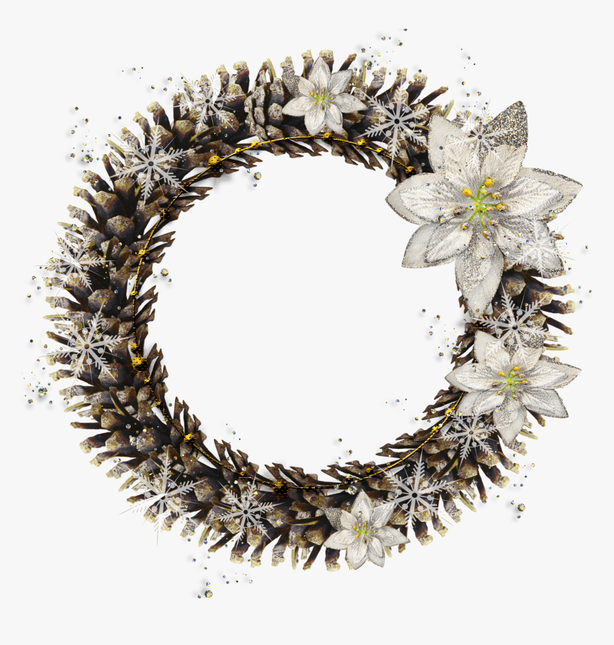Round Pine Cone Transparent Png Christmas Photo Frame - قاب عکس با فرمت Png, Png Download