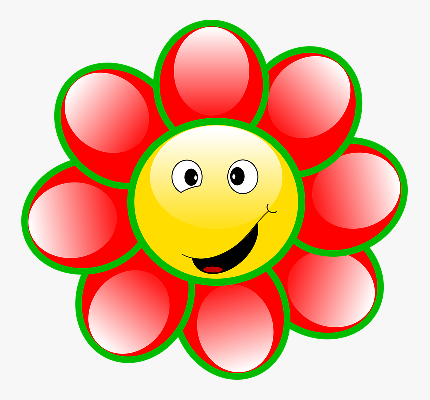 Smiley, Flower, Face, Goofy, Smile, Cartoon, Cheerful - Fiore Clip, HD Png Download