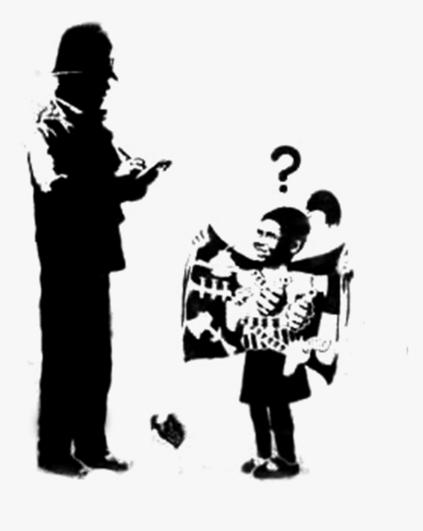 Banksy Girl And Policeman , Png Download - Street Art Uk Police, Transparent Png