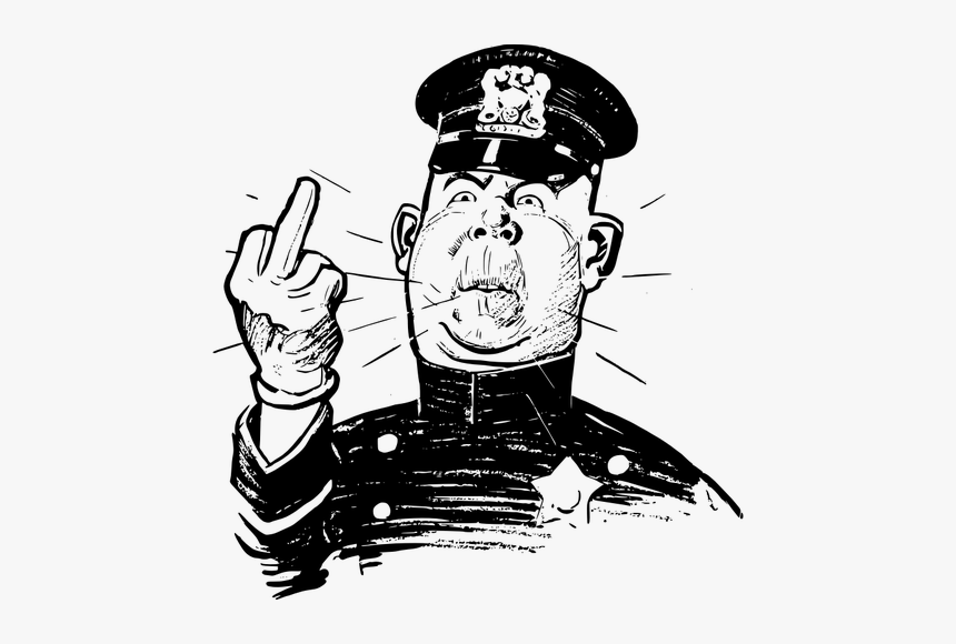 Cop With Middle Finger - Big Black Middle Finger, HD Png Download