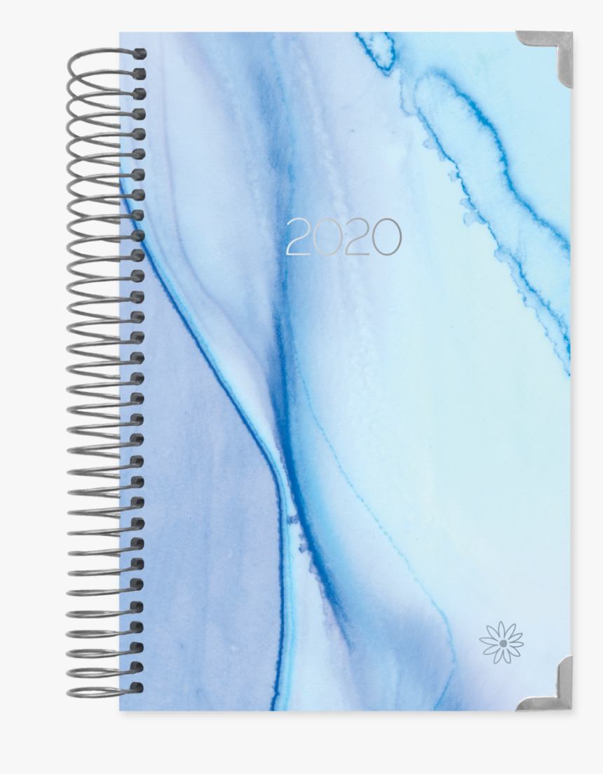 2020 Hard Cover Daily Planner & Calendar, Blue Watercolor Daily