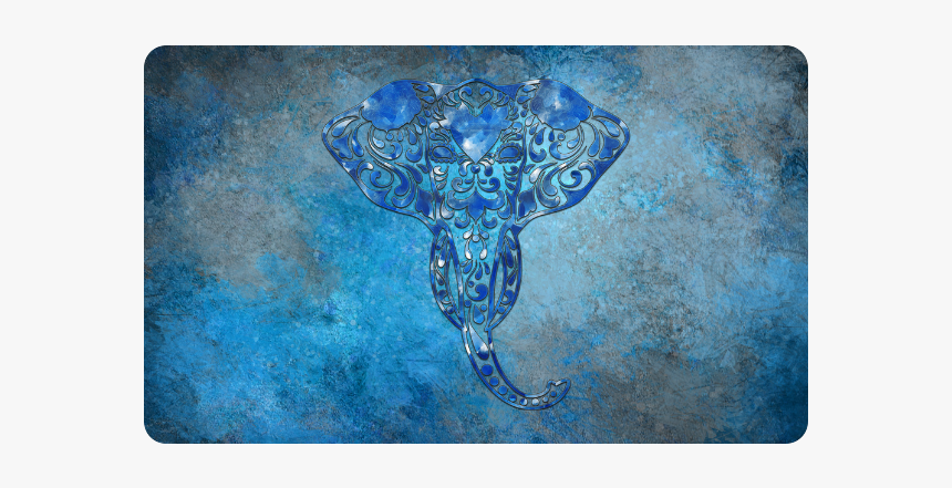 A Blue Watercolor Elephant Portrait In Denim Look Doormat - Modern Art, HD Png Download