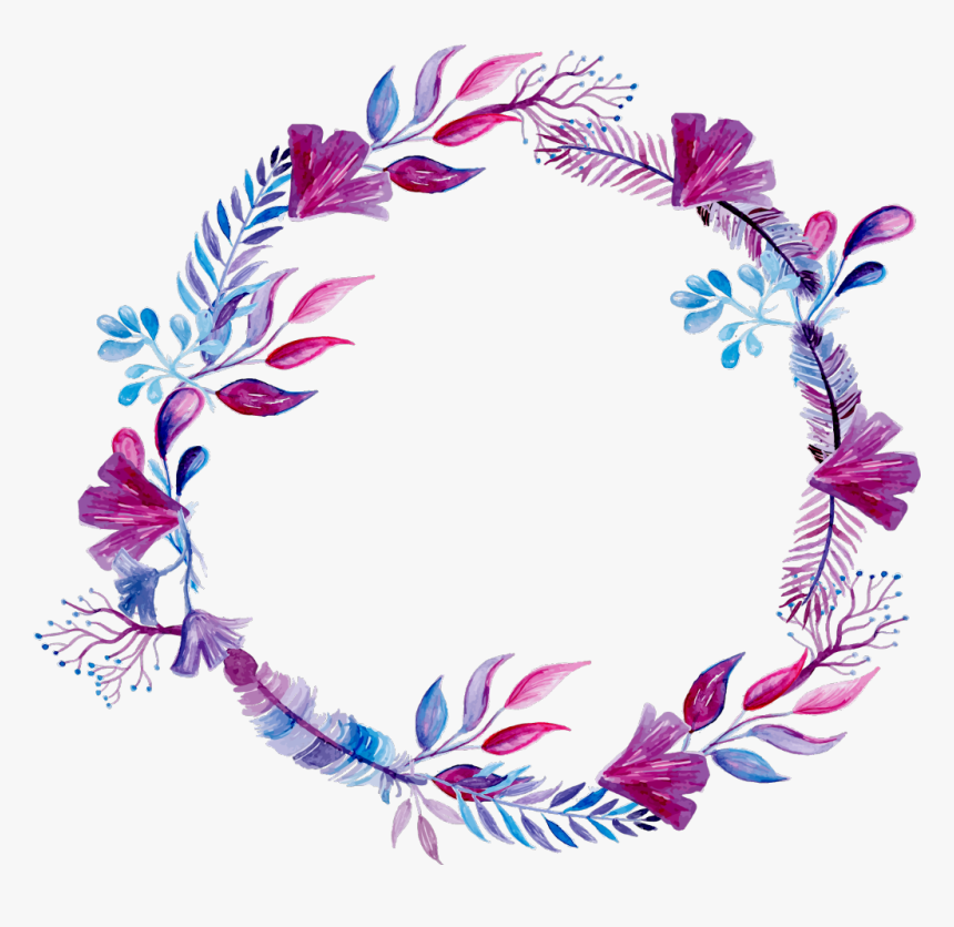 #purple #watercolor #wreath #ink #paint #flowers #freetoedit - Watercolor Weather Flower Png Purple, Transparent Png