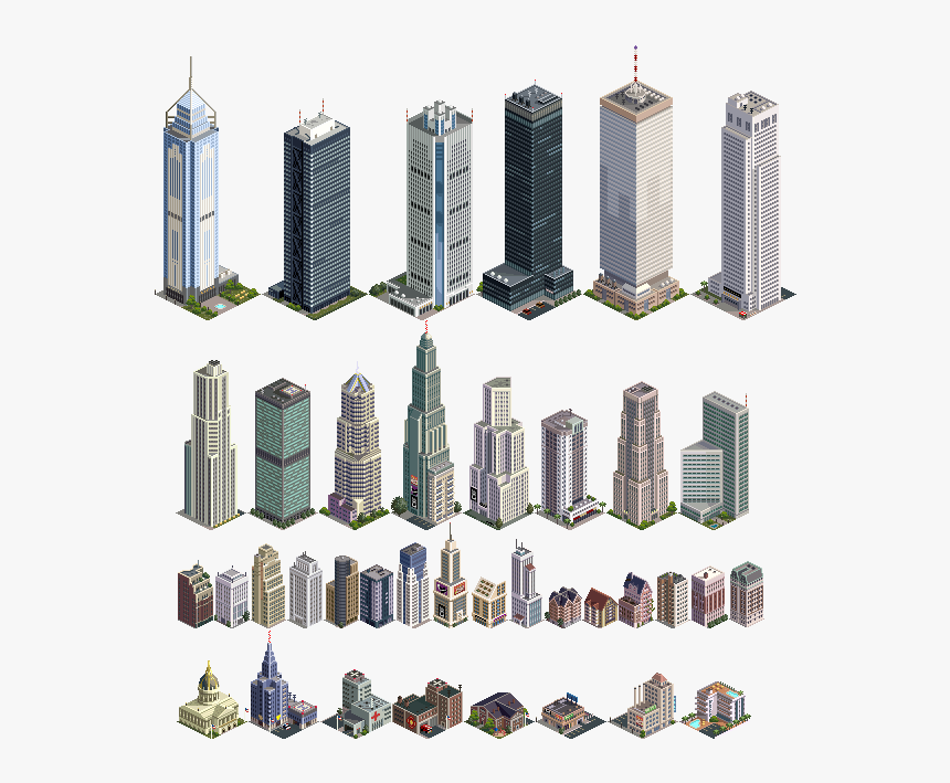 Isometric City Buildings Pixel Art, HD Png Download
