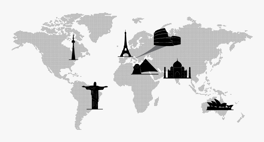 World Icons On Map - World Map, HD Png Download