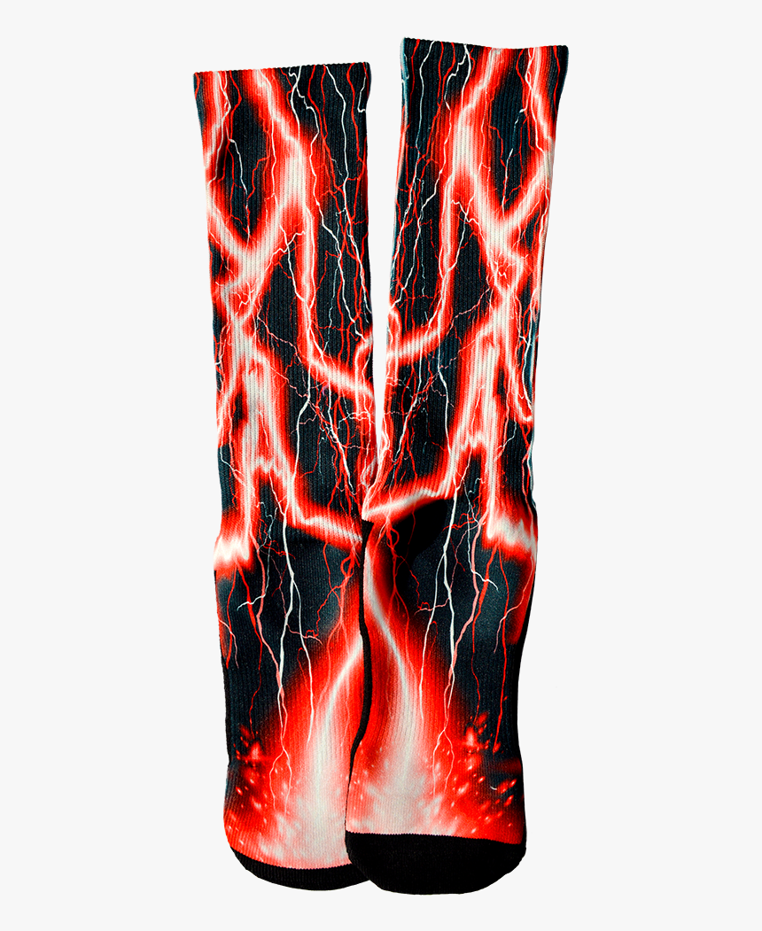 Red Lightning Crew Socks - Illustration, HD Png Download