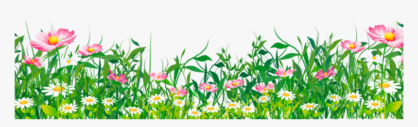 Flowers Grass Clipart - Grass With Flowers Png, Transparent Png
