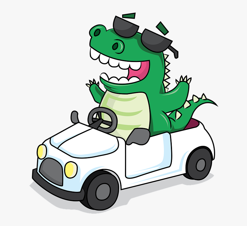 Dino, Car, Cartoon, Cute, Funny - Cartoon Car Crocodile, HD Png Download