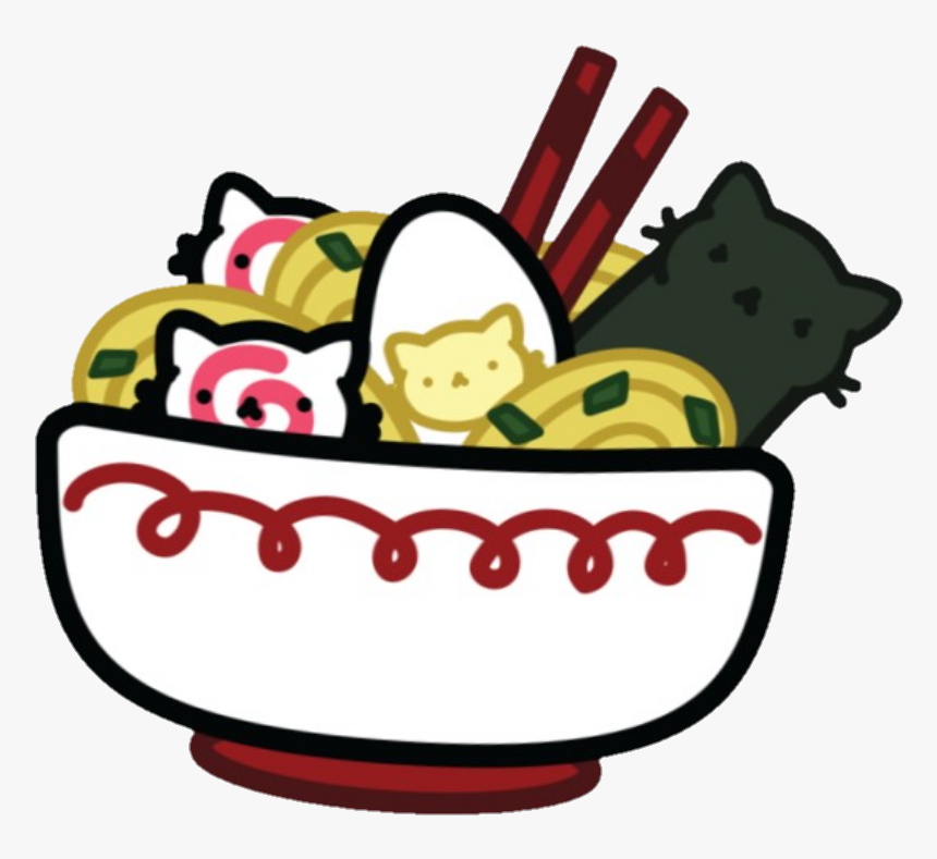Neko Ramen Yum Cute Sweet Kittylove Kitty Food Kitten - Ramen Art Cute Cat, HD Png Download
