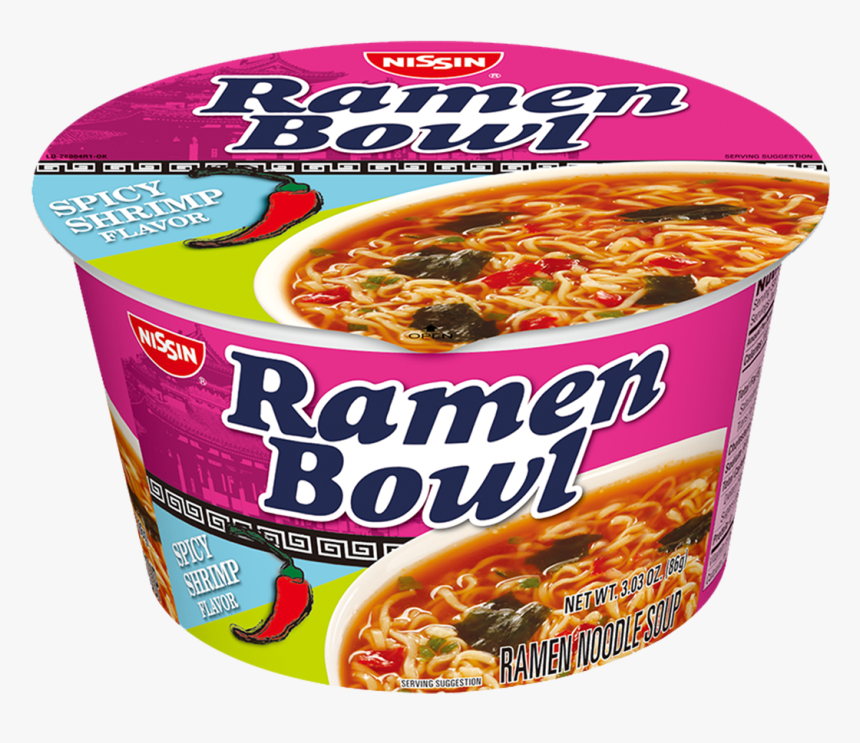 Nissin Ramen Bowl Spicy Shrimp Flavor - Spicy Ramen Noodles Bowl, HD Png Download