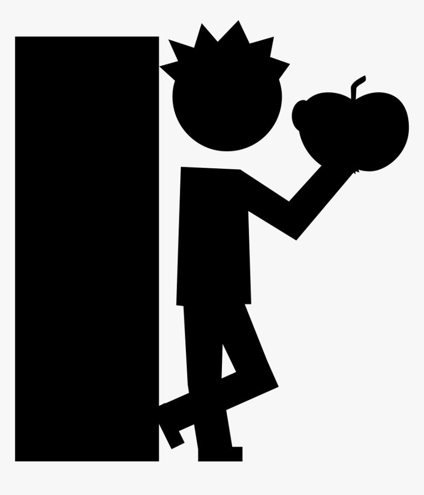 Student Eating An Apple At Class Door - Student Eating Silhouette, HD Png Download