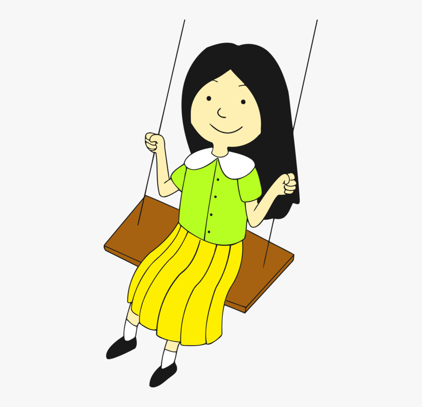 Human Behavior,art,yellow - Child In Swing Drawing, HD Png Download
