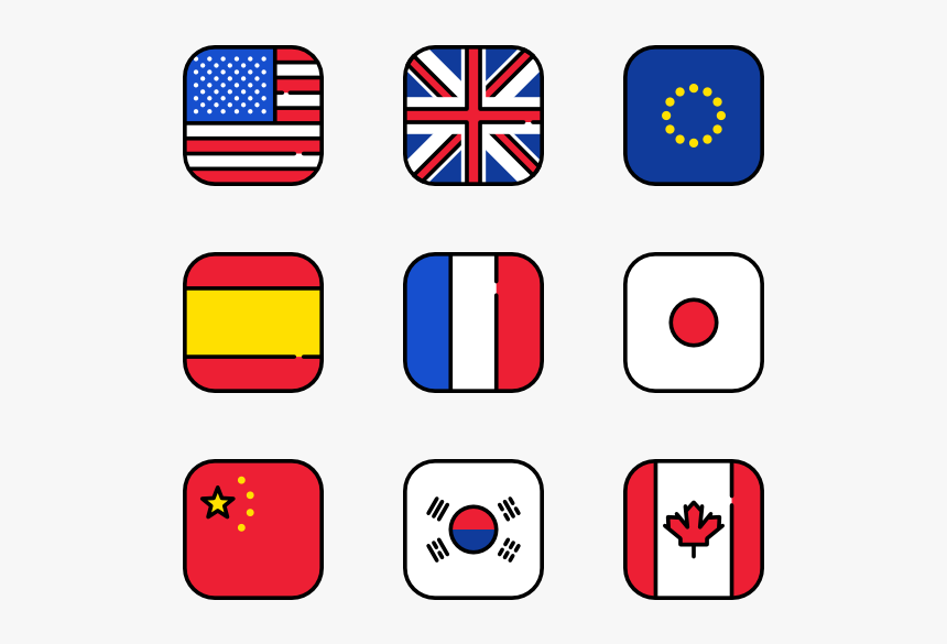 Essential Set - Square Flags With Rounded Corners, HD Png Download