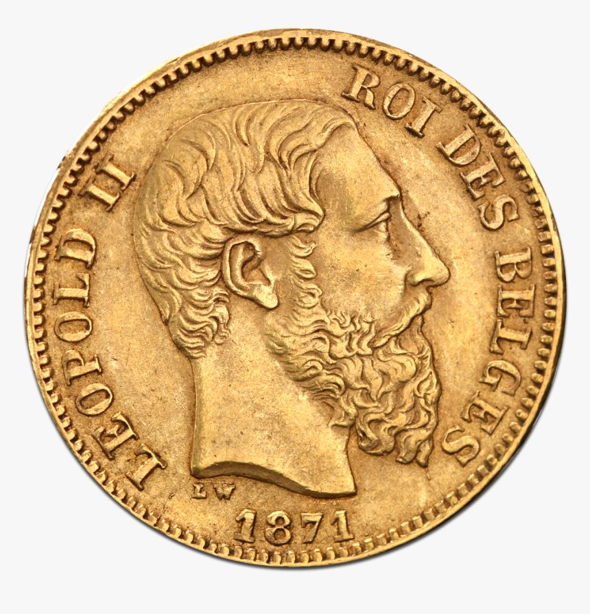 20 Belgian Franc Leopold Ii Gold Coin - 1910 British Sovereign Gold Coin, HD Png Download