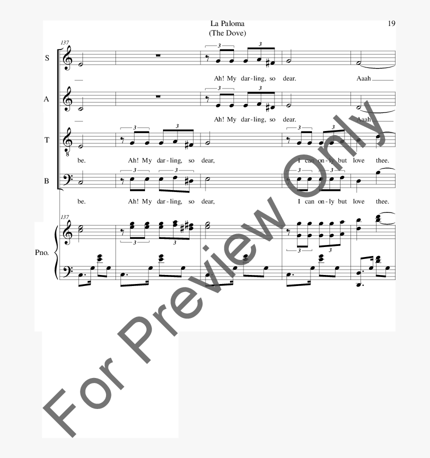 Transparent Paloma Png - Sheet Music, Png Download