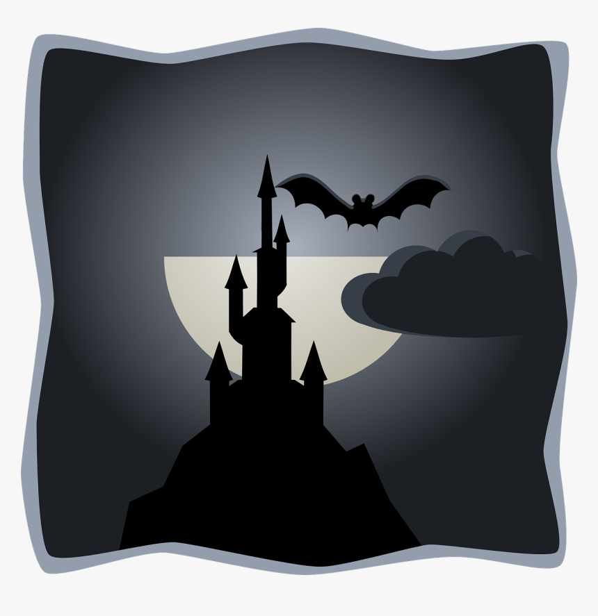 Bat Castle Spooky Free Picture - Bats Black And White Clipart, HD Png Download